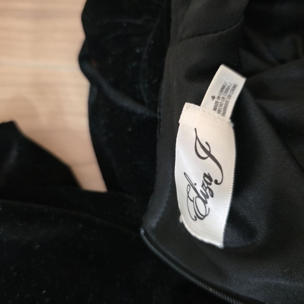 Eliza J Jeweled Neck Black Velvet Puffer Sleeve Dress Size 4 - Picture 7 of 10